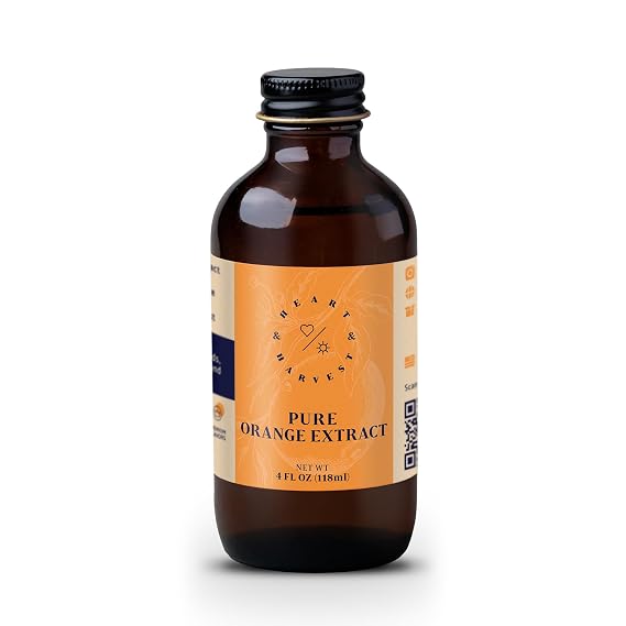 Heart & Harvest Pure Orange Extract - Sugar Free and Gluten Free Baking Supplies - Rich Intense Citrus Flavor for Desserts, Beverages, Sauces - 4 oz