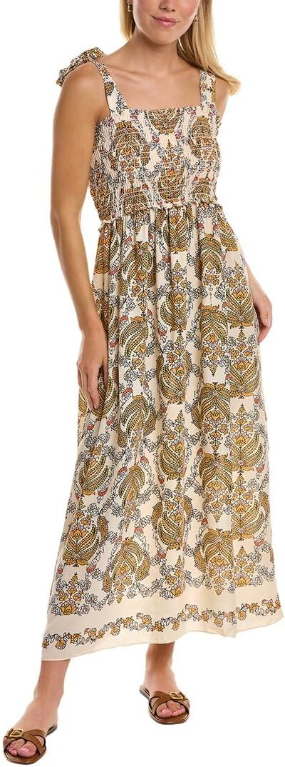 Max Studio Women's Tie Strap Smocked Bodice Maxi Dress