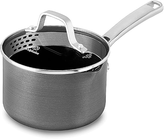 Calphalon Classic Nonstick Sauce Pan with Cover, 1.5 quart, Grey