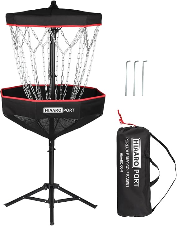 Portable Disc Golf Basket with 16 Heavy Duty Chains, Foldable Frisbee Golf Target with Carry Bag for Practice