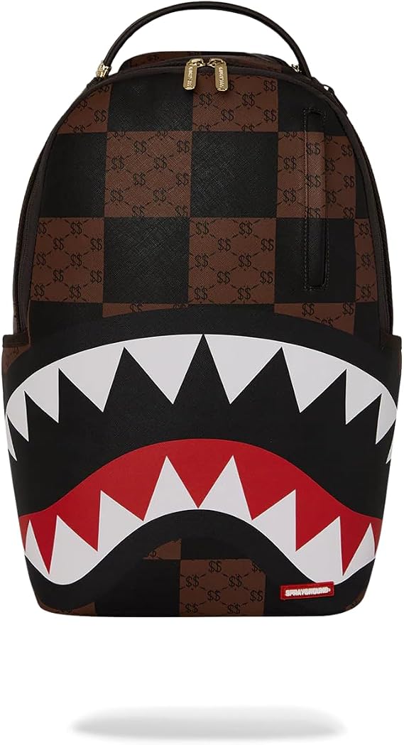 Shark Backpack with Big Check Design by SPRAYGROUND