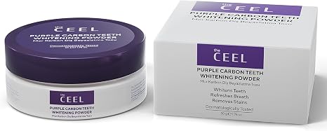The Ceel Tooth Powder for White Teeth Purple Teeth Whitening Powder Purple Aktivhole Powder with Mica Powder Menthol White Teeth Tooth Powder Colour Corrector Glowing Smile 50 g