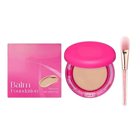 Peptide Bounce Foundation with Brush Moisturizing Lightweight Buildable Coverage Hydrating Matte Finish for All Skin Types Oil Control Concealer Summer Makeup Fresh Glow (Natural Color)
