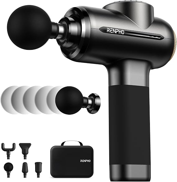 RENPHO Active Evo Massage Gun, Gifts for Men Women Deep Tissue Back Handheld Massage with 8-12mm Amplitude Heavy-Duty, FSA Approved Percussion Professional Muscle Massager Gun for Athtetes HSA
