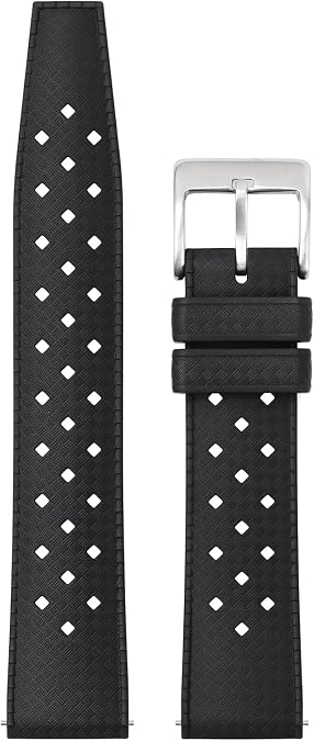 FKM Rubber Watch Strap Fast-Release Tropical Fluororubber 20 mm 22 mm Rubber Watch Band, Soft Breathable Universal Replacement for Men Women Stainless Steel Buckle