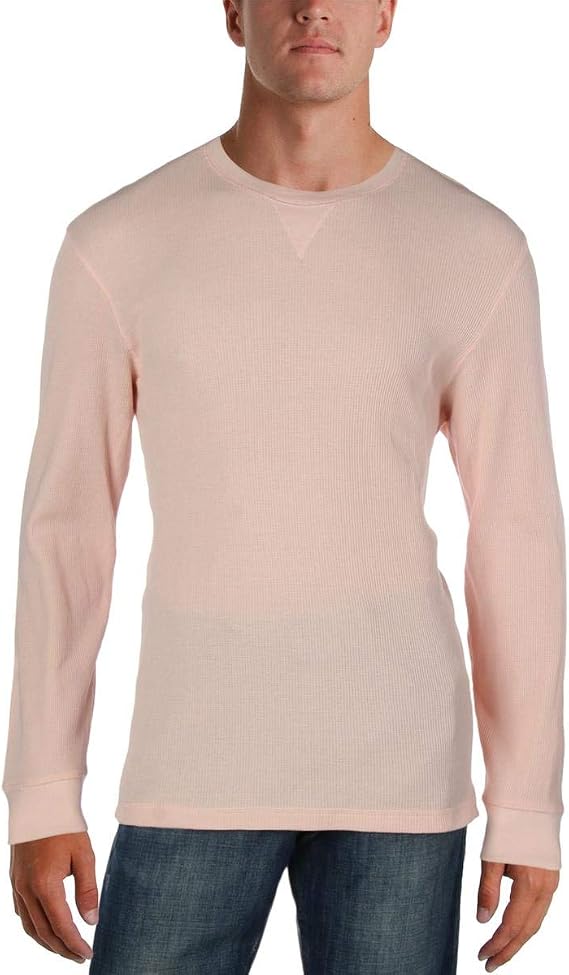 American Heritage Dawson & Brooks Mens Cotton Textured Thermal Shirt Pink L