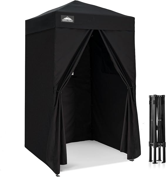 EAGLE PEAK Flex Ultra Compact 1,2x1,2 m Pop-up Canopy, Sun Shelter, Changing Room, Portable Privacy Canopy Cabana for Pool, Fashion Photoshoots, or Camping, Black