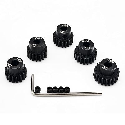 0.8M Hardened Steel Pinion Gear Set 18 inch 5mm Hole 16T 17T 18T 19T 20T with Hex Key for RC Brushless Brush Motor RC Car Upgrade 16T 17T 18T 19T 20T