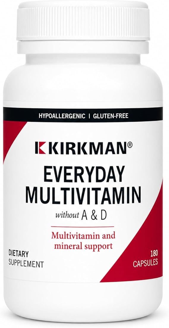 Kirkman Adult Multivitamin Without Vitamins A or D - 120 Capsules - Broad-Spectrum + Amino Acid Blend - Hypoallergenic - Gluten Free