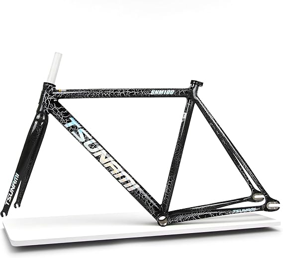 49/52/55/58CM Fixed Gear Bike Frameset with Fork 700C Single Speed Aluminum Alloy Bike Frame Quick Release 100/120mm C Brake Racing Track Bike Frame BSA BB68mm Internal Routing