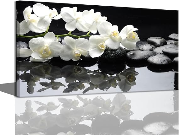 Black and White Wall Art for Living Room Modern Large Aesthetic Artwork for Home Walls Framed Wall Decor Bedroom Living Room Wall Decorations Orchid Flower Canvas Art Wall Decor 30x60inch