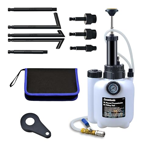 3L Gearbox Oil Transfer Tool, Oil Filling Filler System, Manual Transmission Fluid Transfer Pump, Includes 8 ATF Adapters (black)