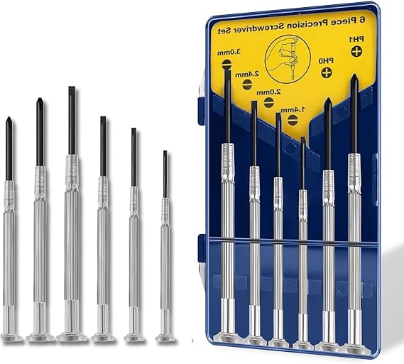6PCS Small Screwdriver Set, Precision Screwdriver Sets with 6 Different Size Screwdrivers, Mini Repair Tool Kit with Case, Slotted Phillips Screwdrivers for Watches Glasses Jewelers Phones