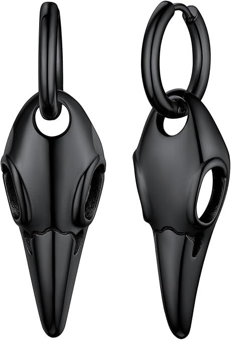 FaithHeart Viking Raven Earrings for Men Sturdy Stainless Steel