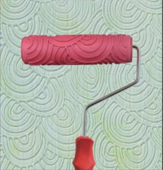 Greek Art 7" DIY Patterned Paint Roller Decorative Rubber Roller Decorative Art Roller Texture Roller with Plastic Handle (Pattern D1)