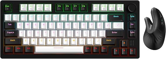 DAREU EK75 75% Wired Mechanical Keyboard and Ergonomic Vertical Wireless Mouse
