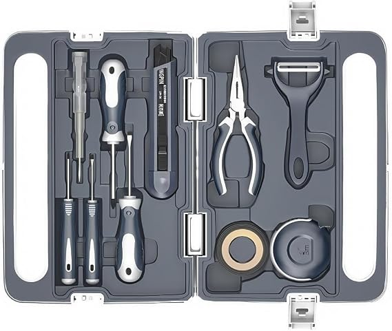 Home DIY Tool Kit, Repair Tools, Compact Mini Tool Box Set, For Furniture Assembly & Home Maintenance, Includes Essential Starter Tools for Home Projects 10 Piece Set A