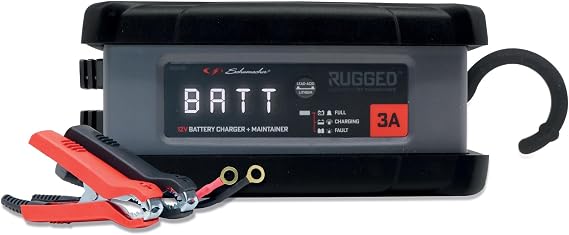 Schumacher Rugged - 3A 12V Automatic and Intelligent Charger and Maintainer - SPX 458 - for Motorcycle, Car, Boat, Jet Ski, ATV, Lawn Mower, Mini Tractor - IP54 (dust and ambient moisture resistant)