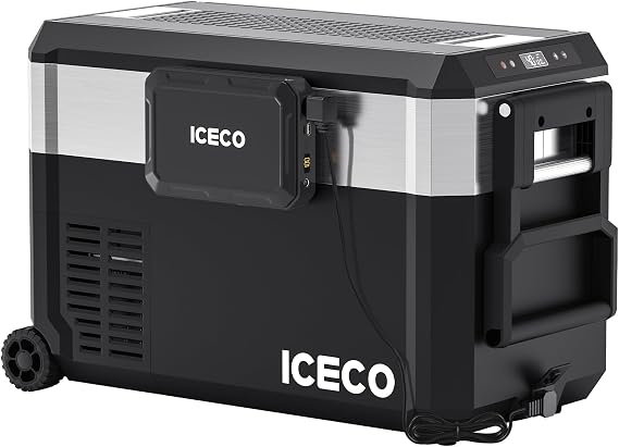 ICECO JP40 Pro 12 Volt Refrigerator with Wheels, Portable Car Fridge Powered by SECOP, 12V Freezer with Battery,4F~68F, 40.7 Quart Electric Cooler with AC/DC, for Travel, Camping, Outdoor