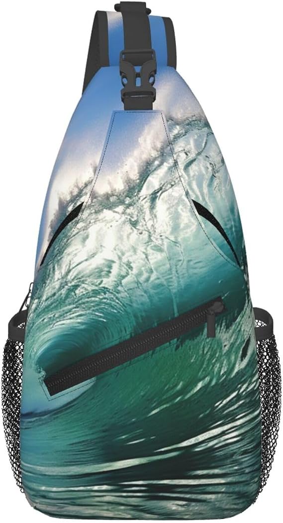 Big Ocean Wave Cross Chest Bag Diagonally Sling Backpack Outdoor Travel Cycling Bag for Men Women