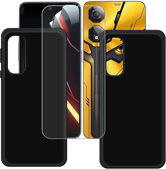[2 Pack] Black Cover for Nubia Neo 2 5G + HD Tempered Glass, Silicone Shell TPU Protective Back Case - Scratch Screen Protector for (6,72")