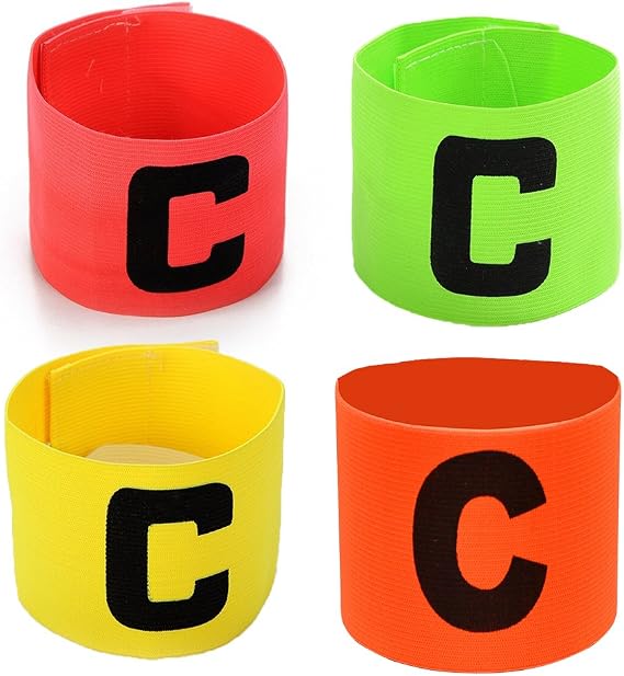 Football Soccer Captain Armbands Captain, Anti-Drop Captains Armbands for Adult and Youth, Basketball Adjustable Player BandsPack of 4 Colour for Multiple Sports