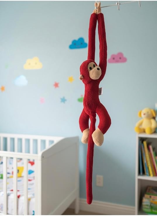 Atakids Sarılan Peluş Maymun, Kırmızı, Unisex