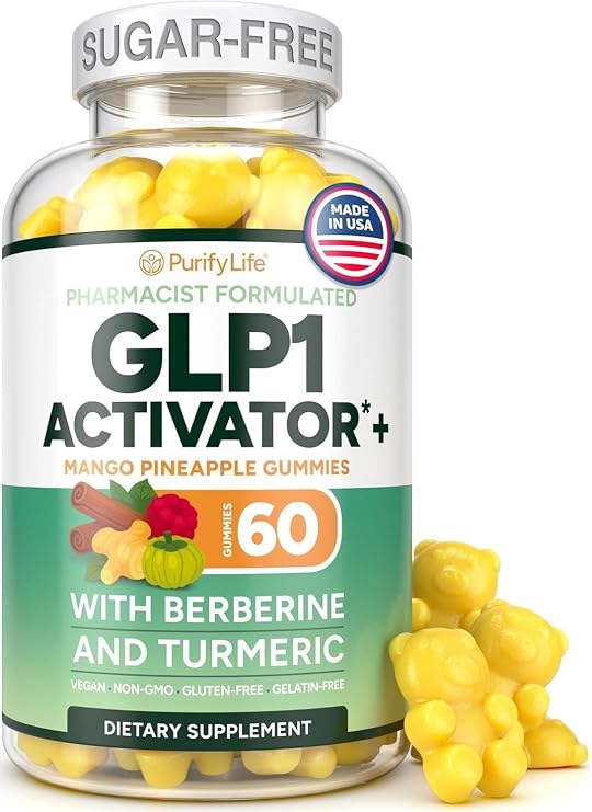 GLP-1 Support Gummies Sugar-Free Appetite & Craving Control Supplement with Berberine, Cinnamon, Turmeric, Garcinia & Raspberry Ketones Digestion, Weight Loss, Carb Blocker, Vegan, Keto