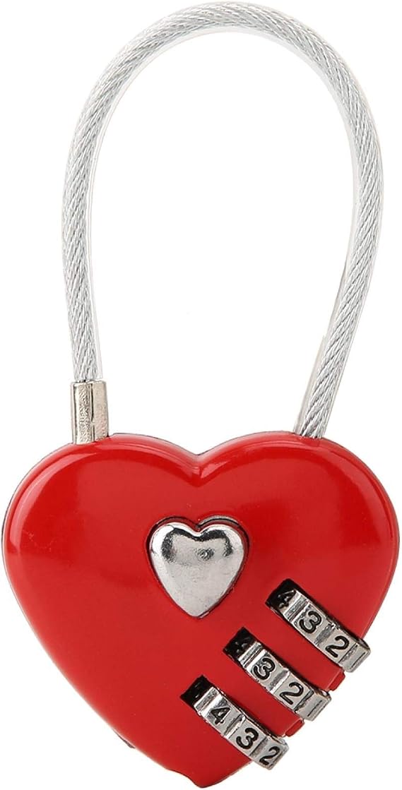 Heart Shape Code Lock Compact mini Size with 3 Digit Code Combination for Luggage, Backpack, Jewelry Box, Hall Locker(red)