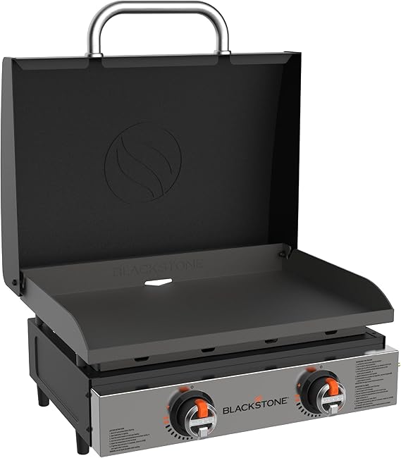 Blackstone 2205 Original 22 Omnivore Tabletop Griddle with Hood, Powder Coated Steel, Black
