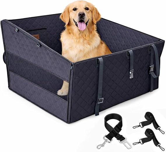 Haegs Büyük ve Orta Köpekler İçin Araba Köpek Hamağı, Evcil Hayvan Araç Koltuğu, Köpek Taşıma Çantası, Su Geçirmez Kumaş, Katlanabilir Evcil Hayvan Koltuğu - Siyah