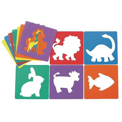 Colorations - EANST Animal Shape Stencils Set of 12 8 Plastic Stencils for Kids Arts and Crafts Material