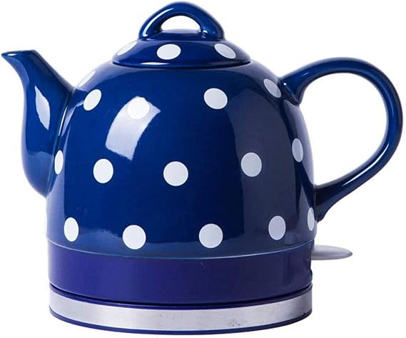 Electric Kettle Eleactric Ceramic Cordless Kettle Teapot-Retro 1.0L, 1000W Water Fast for Tea, Coffee, Soup, Oatmeal-Removable Base, Boil Dry Protection/Blue