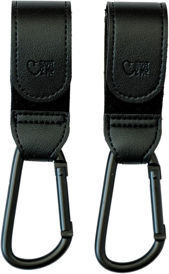 Buggy Clips for Pram, 2 Pack Pram Hooks for Pushchair | Carabiner Clip for Stroller Handles | Shopping Bag Hook, Baby Changing Bag Holder | Universal Fit | Adjustable Strap