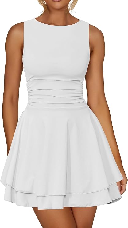 Kaximil Women's Ruffle Hem Boat Neck Party Mini Dress