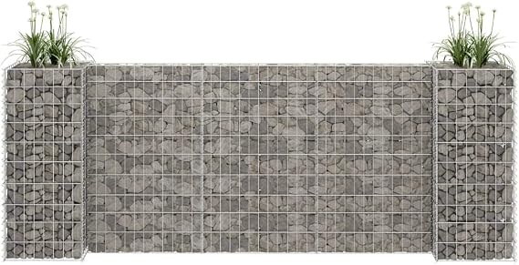 H-Shaped Gabion Planter, Raised Garden Bed Gabion Cages for retaining Walls Outdoor Backyard Planter Suitable for Lawn Cafes Backyard Patio Outdoor Landscape Steel Wire 102.4"x15.7"x39.4"