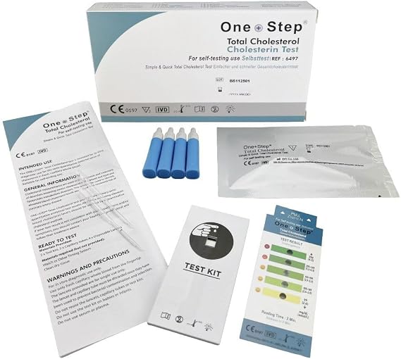 One Step 2 x Total Cholesterol Test Kits, Home Cholesterol Test Kit UK