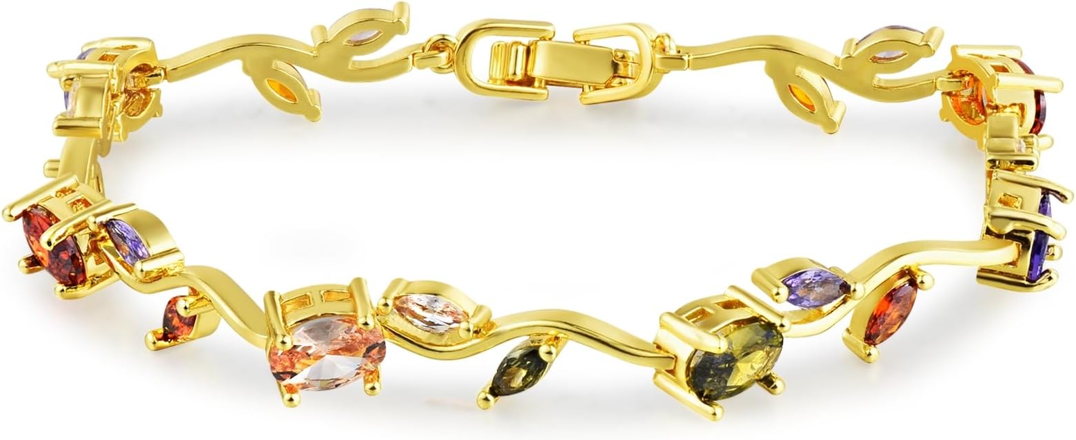 Multicolor Cubic Zirconia Flower Bracelet