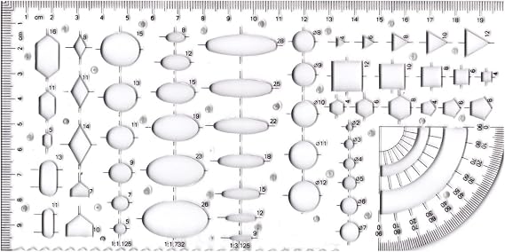Transparent Circle Square Rectangle Ellipse Triangle Hexagon Drawing Drafting Template Stencil