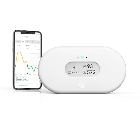 Airthings 2960 View Plus - Radon and Air Quality Monitor with PM 2.5, CO2, VOC, Humidity and Temperature Detector, Mobile APP, Wi-Fi , Notifications