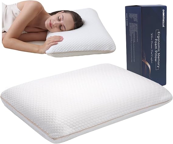 Ergonomic Memory Foam Neck Pillow Bed Pillow,Cooling Fabric,No Pressure Support, Stays Cool, Luxurious Comfort, Queen 2 Pack(23.6"x15.7"x4.7")