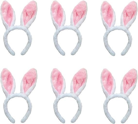 Plush Bunny Ears Hairbands 6 Pieces Cute Bunny Ears Headband Rabbit Ear Bunny Costume for Easter