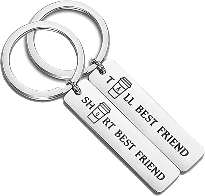 FEELMEM Short and Tall Best Friends Matching Keychain BFF Friendship Jewelry Gift