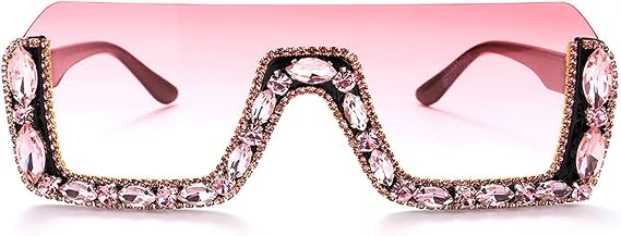 Oversized Fashion Square Sunglasses for Women Rectangle Shades Sun Glasses Bling Diamond Eyeglasses Uv400