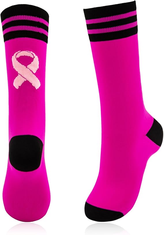 Breast Cancer Awareness Football Socks - Pink Sports Socks for Women & Men - Breast Cancer Gifts