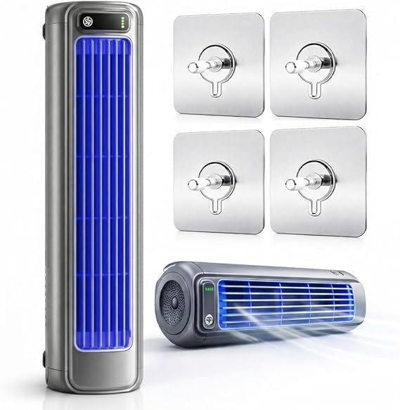 Cooling Ace - 2026 New Cooling Ace Portable Air Conditioner, 3-Speed CoolingFan Personal Evaporative Air Cooler with LED Touch Screen & USB Rechargeable for Bedroom, Office & Home (1*PC + 4 Hooks)