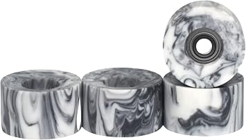 Teak Tuning Apex 61D Urethane Fingerboard Wheels - Cruiser Style, Bowl Shaped, 8.7mm Diameter - ABEC-9 Stealth Bearings - Made in The USA - Grey & White Swirl Colorway
