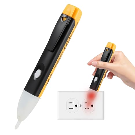 Non Contact Voltage Tester, Voltage Tester Pen 90V to 1000V Electric Test Pen with LED Flashlight Buzzer Alarm Adjustable Sensitivity Digital Power Detector Live Wire Sensor Electrical Safety Tool