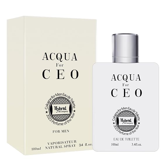 Hybrid & Company Men Acqua For CEO Eau de Toilette Spray 3.4 Fl Oz | Men's fragrance spray with a clean masculine scent, ideal for daily wear, work, evenings, travel, and gifting