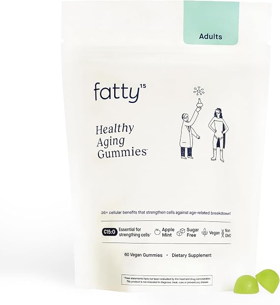 Fatty15 C15:0 Pentadecanoic Acid Healthy Aging Gummies - 60 Vegan Gummies